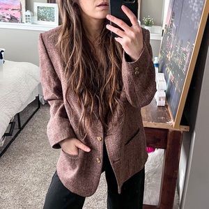Vintage tweed knit blazer jacket coat oversized trendy  8